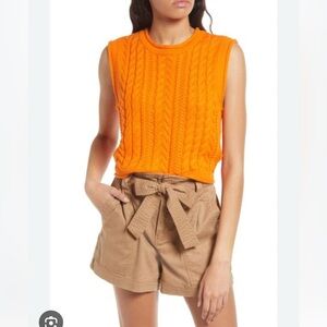 Orange Cable Knit Sleeveless Sweater veto moda small